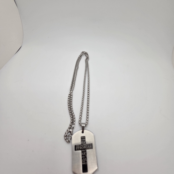 Men's Silver Inspirational Cross Pendant Necklace Silver stainless steel - Picture 6 of 6